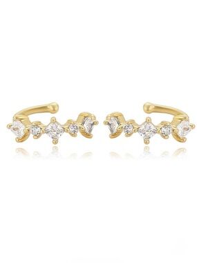 Ear Cuffs 14k Gold Plated CZ Stone Luxury Jewelry
